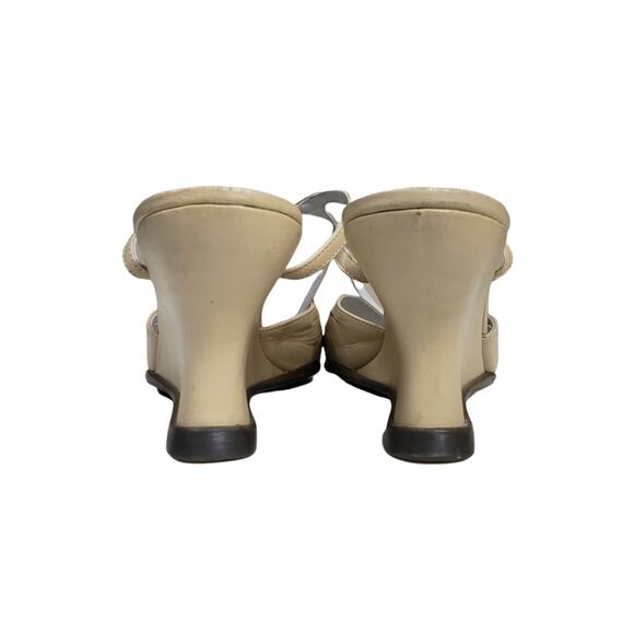 BCBGMaxazria Ivory Creme Ankle Strap Wedge Leather Sandals Size 10B - Picture 7 of 12